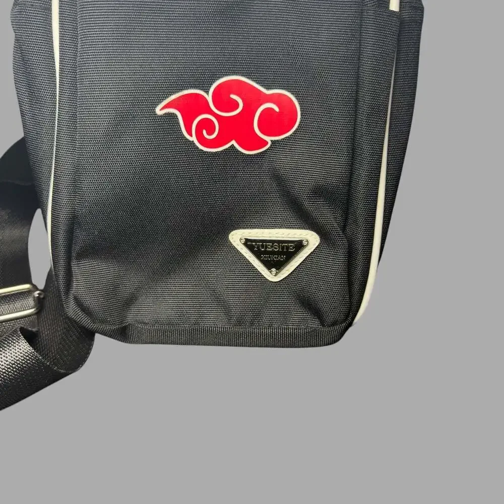 Yuesite Xiukjian Black Sling Backpack with Anime Red Cloud Design